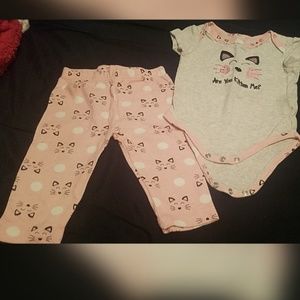 Kitty 2 Piece Outfit Baby Girl 6-9 Months